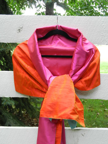 Sloane Silk Wrap | Orange/ Hot Pink