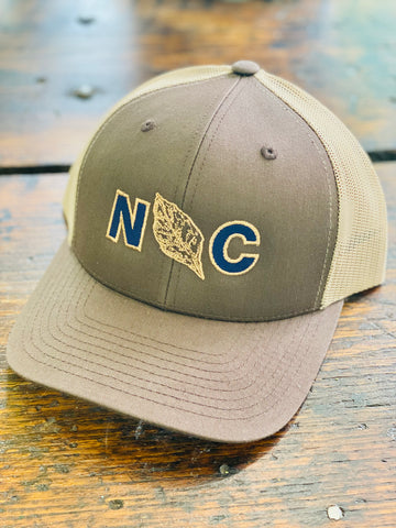 NC Tobacco Embroidered Trucker Hat | Brown