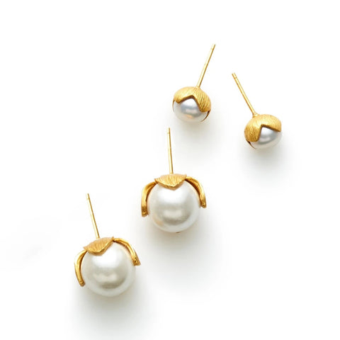 Penelope Gold Stud Demi Pearl Earrings