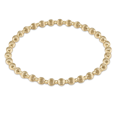 Dignity Grateful Pattern 4mm Bead Bracelet - Gold