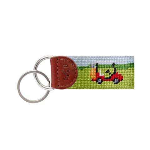 Golf Cart Scene Needlepoint Key Fob