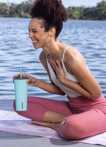 Cold Cup - Insulated Tumbler with Straw - Sun Soaked Teal - 24oz