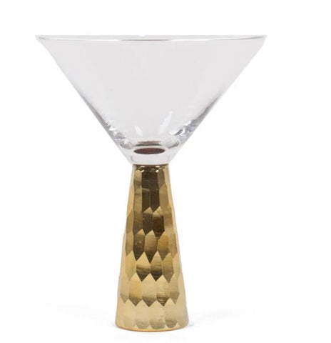 Gold Geo Hammered Martini Glass