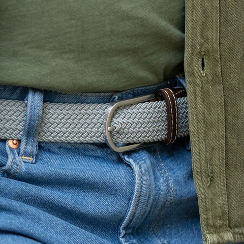 Pearl Grey - Woven Elastic Belt
